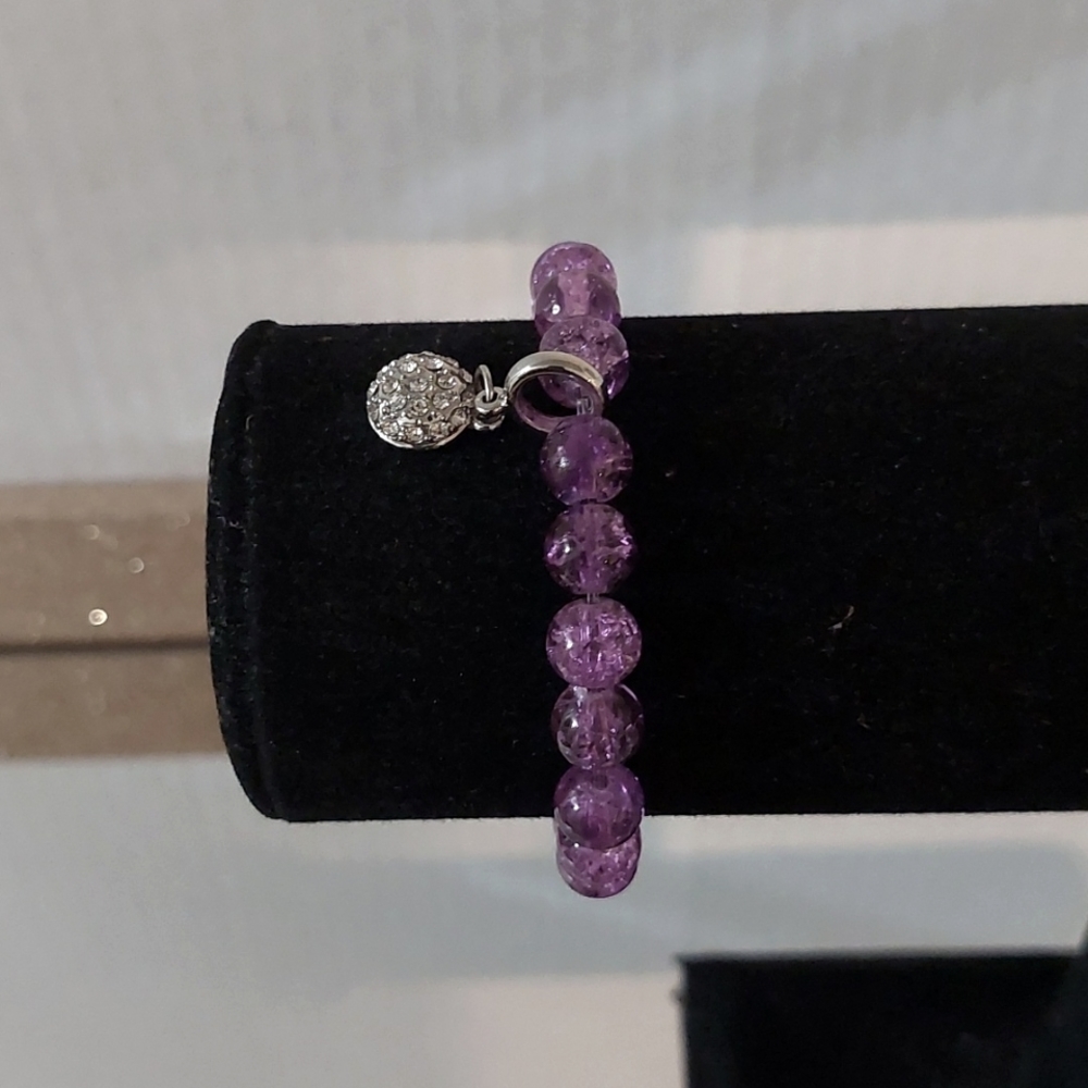 Handmade Elastic Crystal Purple Bracelet